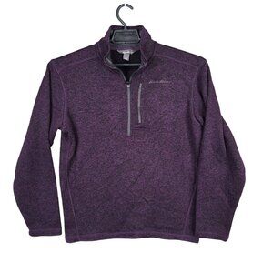 Mens Eddie Bauer Fleece Purple 1/4 Zip Pullover Sweatshirt Polyester Size M